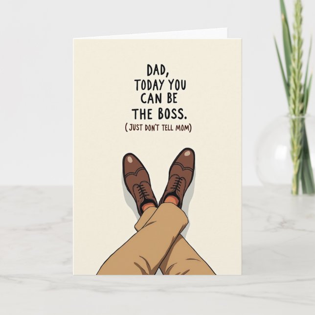 Boss Dad Funny Illustration Card (Front)