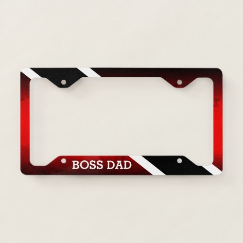 BOSS DAD on Red White and Black Gradient License Plate Frame