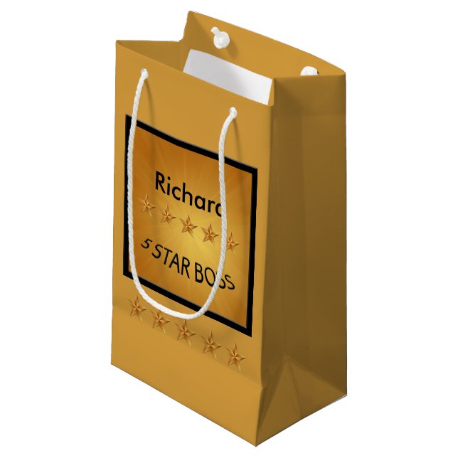 Boss Day Five Star Boss Custom SGB Small Gift Bag (Front Angled)