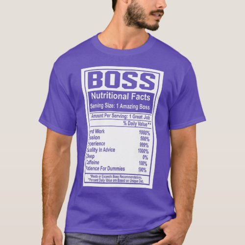 Boss Day Nutritional Facts Amazing Boss Great Job  T_Shirt
