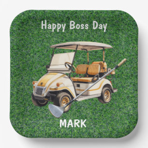 Boss Day with golf cart for Golfer  Paper Plates