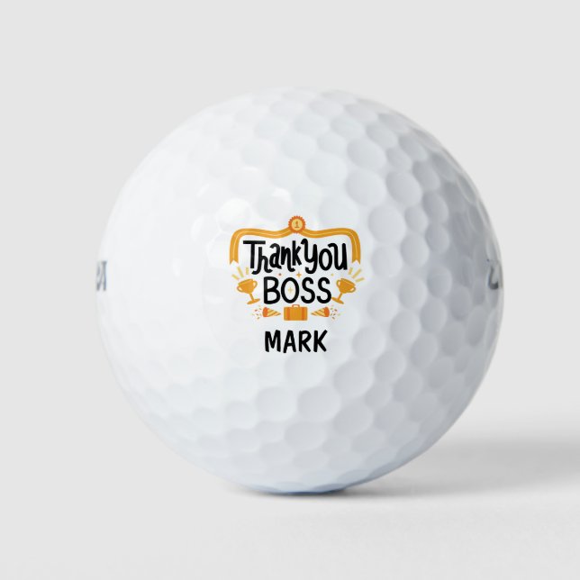 Boss Day with Name thank you  Golf Balls (Front)