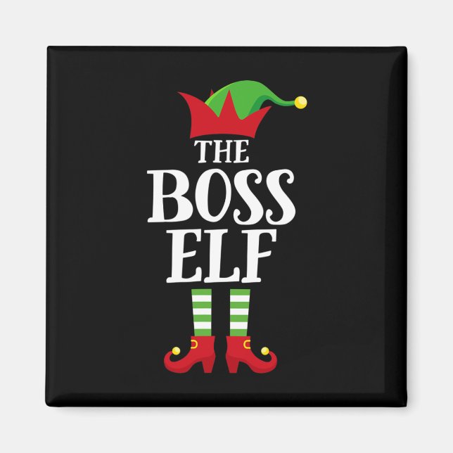 Boss Elf Family Matching Christmas Group Elf Pajam Magnet (Front)