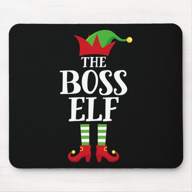 Boss Elf Family Matching Christmas Group Elf Pajam Mouse Pad (Front)
