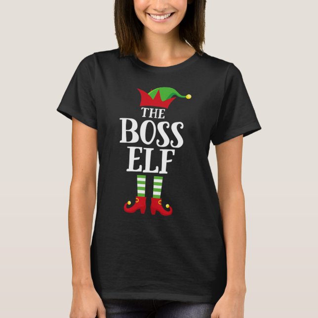 Boss Elf Family Matching Christmas Group Elf Pajam T-Shirt (Front)