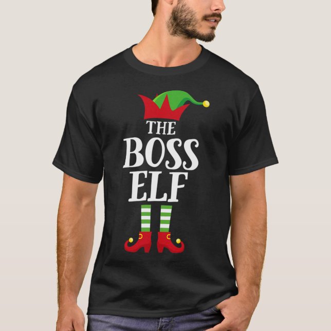 Boss Elf Family Matching Christmas Group Elf Pajam T-Shirt (Front)