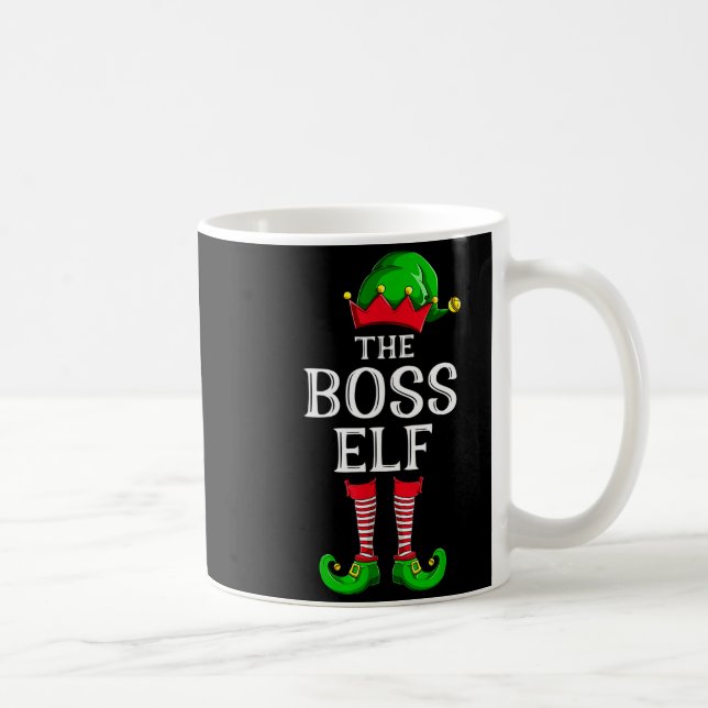 Boss Elf Matching Family Group Christmas Party Paj Coffee Mug (Right)