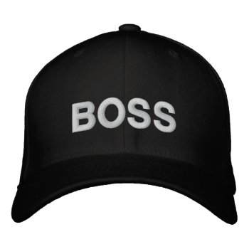 Boss Embroidery Black Hat by DESIGNS_TO_IMPRESS at Zazzle