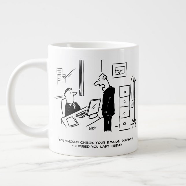 Boss Fires an Office Employee by Email Giant Coffee Mug (Left)