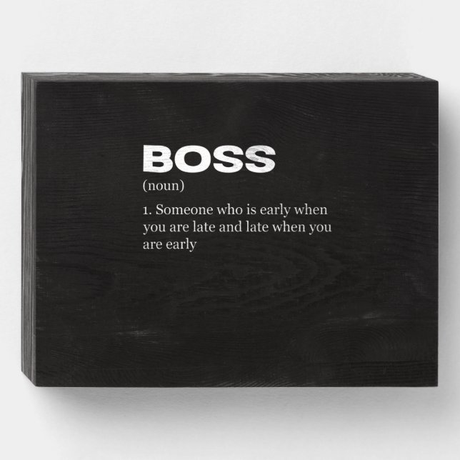 Boss Funny Definition Happy Boss's Day Wooden Box Sign (Front Horizontal)