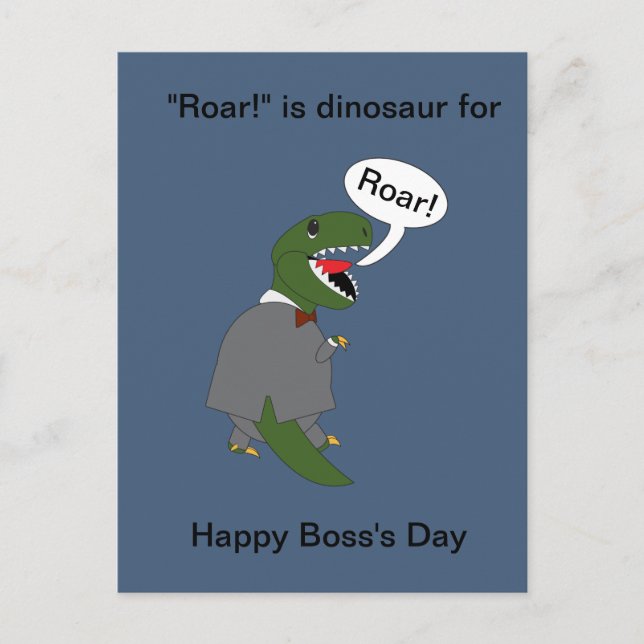 Boss Funny Dinosaur Happy Boss Day Personalize Postcard (Front)