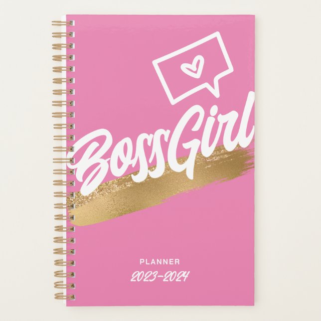 Boss Girl Pink Gold Planner  (Front)
