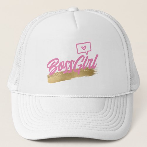 Boss Girl Pink Gold Trucker Hat