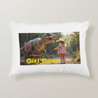 Boss Girl training a Dino Accent Pillow