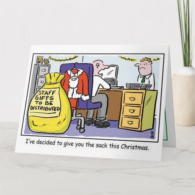 Boss Gives Office Worker the Sack Christmas Card (Front)