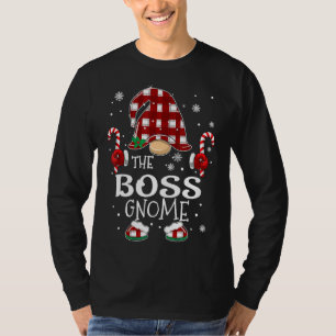 Boss Gnome Buffalo Plaid Christmas Tree Family Xma T-Shirt