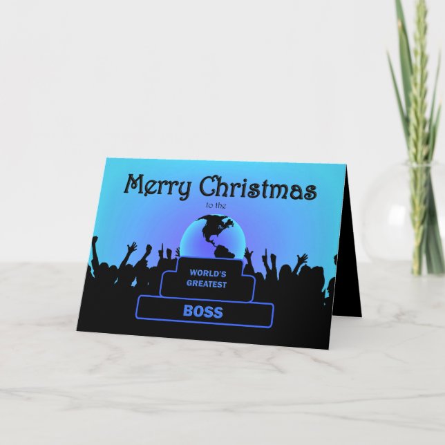 Boss Greatest  Cheers Christmas Blue Card (Front)