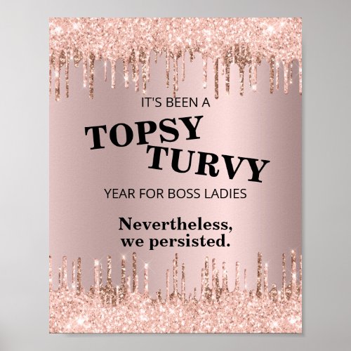Boss Ladies Persisted Rose Gold Motivational Quote Poster
