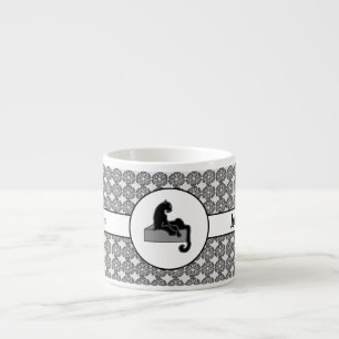 Boss Lady Black Cat and flowers #2 Espresso Cup