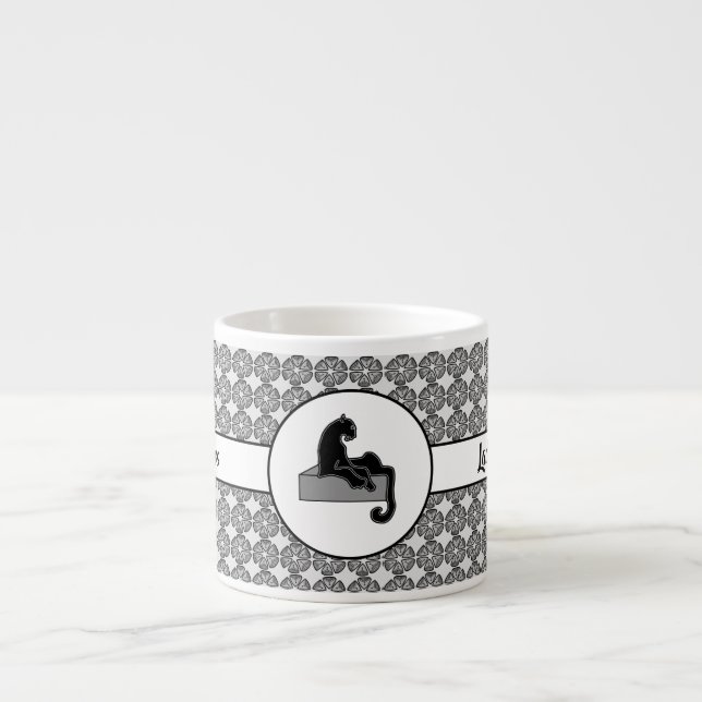 Boss Lady Black Cat and flowers #2 Espresso Cup (Front)