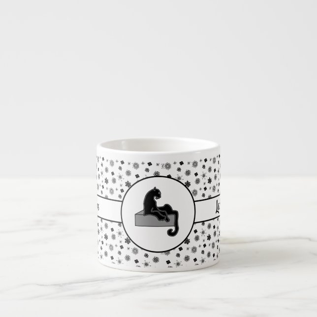 Boss Lady Black Cat and flowers Espresso Cup (Front)