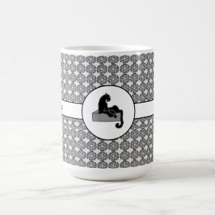 Boss Lady Black Cat and Pattern Flowers Coffee Mug