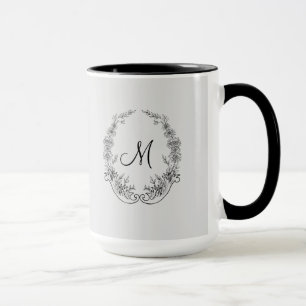 Boss Lady Black Gray Monogram Ringer 15oz Mug