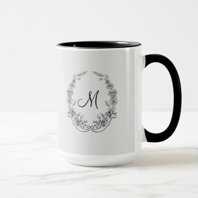 Boss Lady Black Gray Monogram Ringer 15oz Mug (Right)