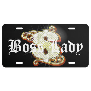Boss Lady Bling Money Aluminum License Plate