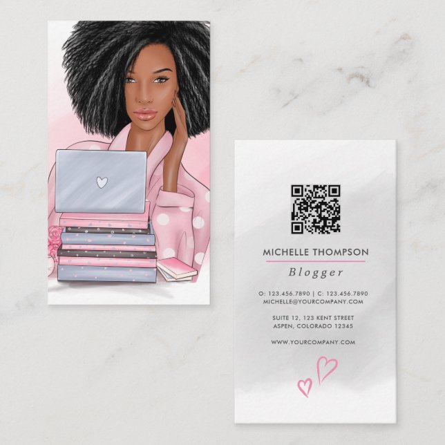 Boss Lady Blogger QR Code Business Card (Front/Back)