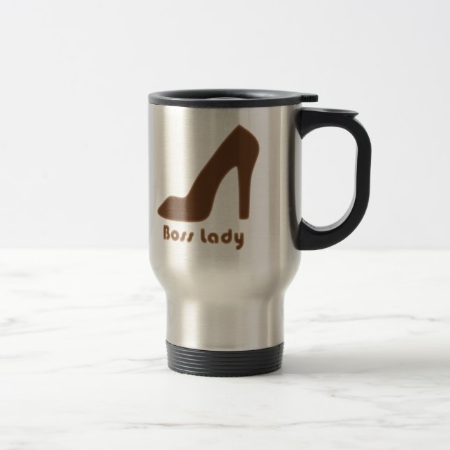 Boss Lady Brown Pump Travel Mug (Right)