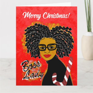 Boss Lady Candy Cane Merry Christmas Greeting Card