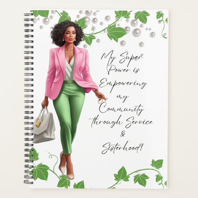 Boss Lady Chick in Pink and Green - Planner  (Front)