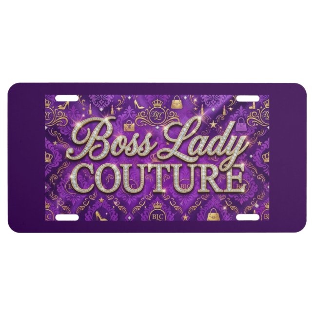 Boss Lady Couture Aluminum License Plate (Front)
