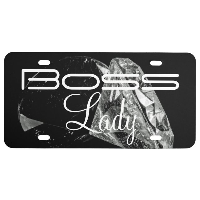 Boss Lady Cracked Diamond License Plate (Front)