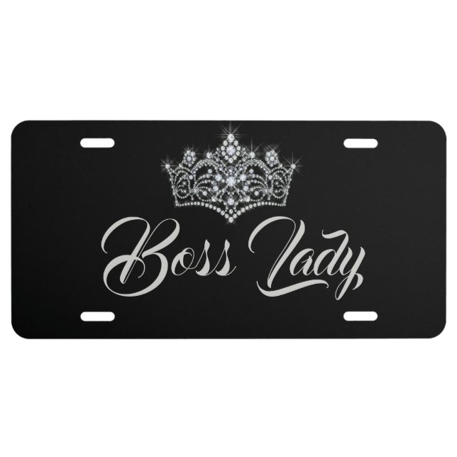 Boss Lady Crown Aluminum License Plate (Front)