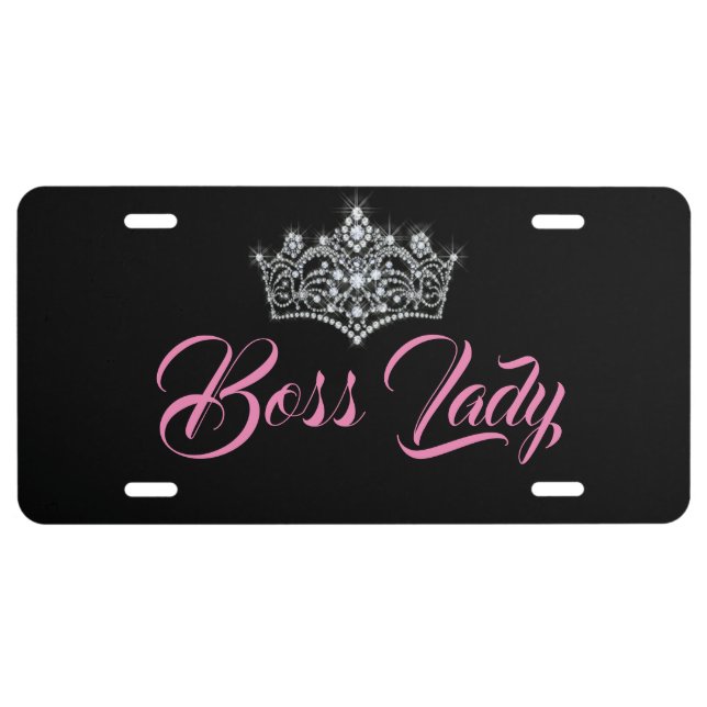 Boss Lady Crown Aluminum License Plate (Front)