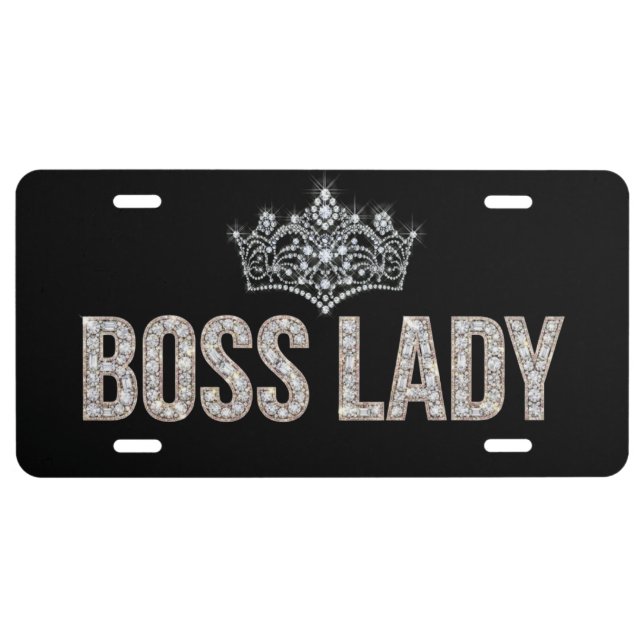 Boss Lady Crown Aluminum License Plate (Front)