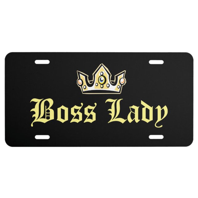 Boss Lady Crown Aluminum License Plate (Front)