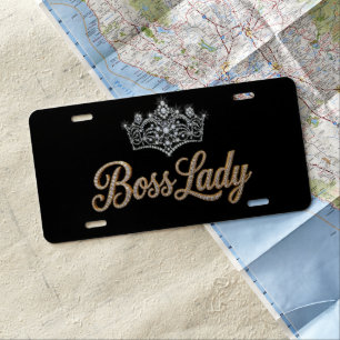 Boss Lady Crown Aluminum License Plate