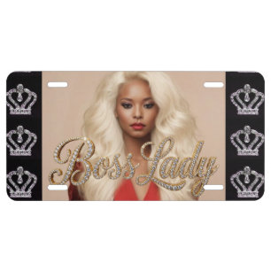 Boss Lady Crown Aluminum License Plate