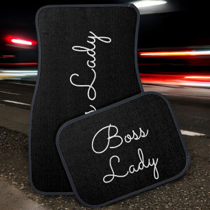 Boss Lady Custom Black White Classy Modern Car Floor Mat