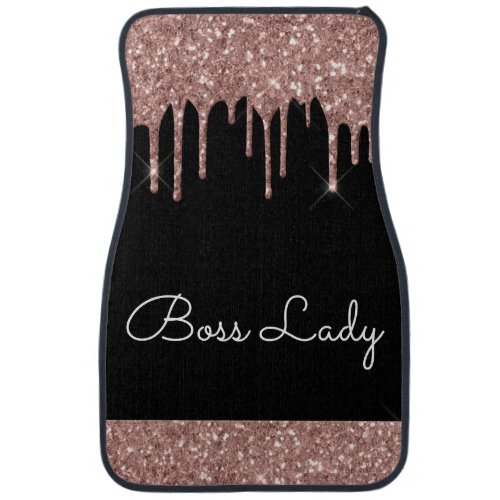 Boss Lady Custom Rose Gold Glitter Sparkle Car Flo Car Floor Mat