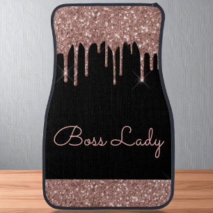 Boss Lady Custom Rose Gold Glitter Sparkle Car Flo Car Floor Mat