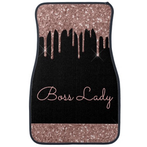 Boss Lady Custom Rose Gold Glitter Sparkle Car Flo Car Floor Mat