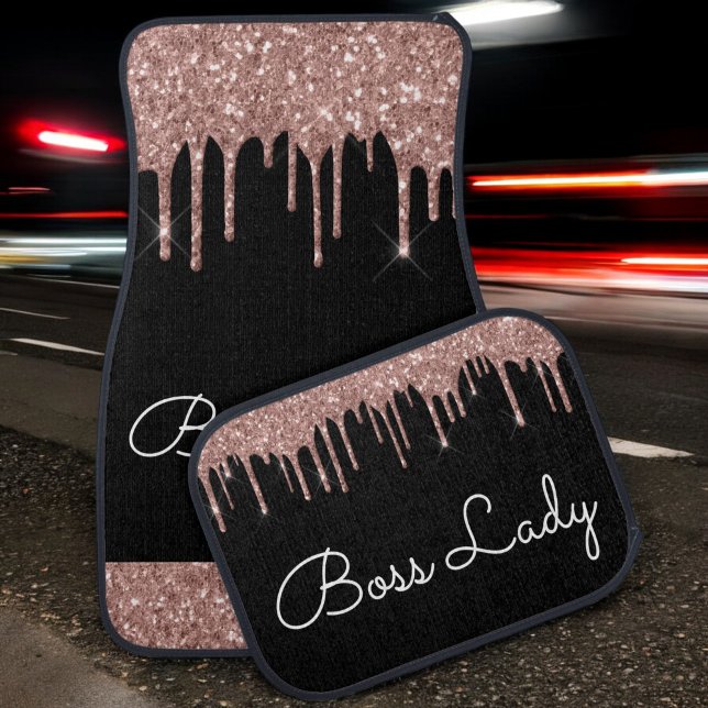 Boss Lady Custom Rose Gold Glitter Sparkle Car Floor Mat (Creator Uploaded)