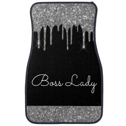 Boss Lady Custom Silver Black Glitter Sparkle Car  Car Floor Mat