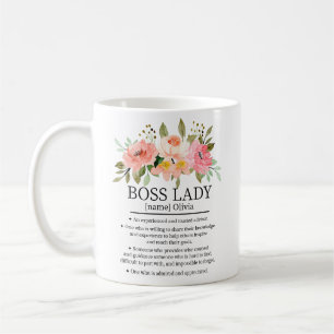 Boss Lady Definition Office Floral Watercolor Coffee Mug