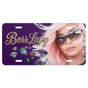 Boss Lady Diamonds Aluminum License Plate