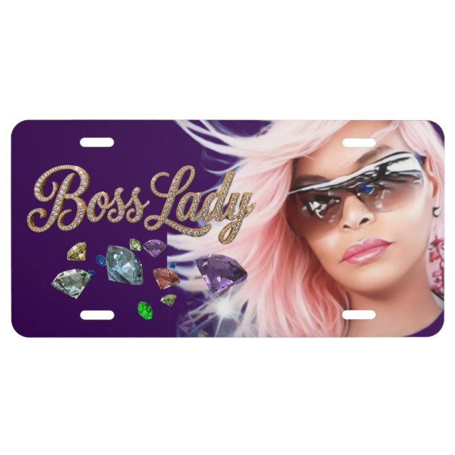Boss Lady Diamonds Aluminum License Plate (Front)